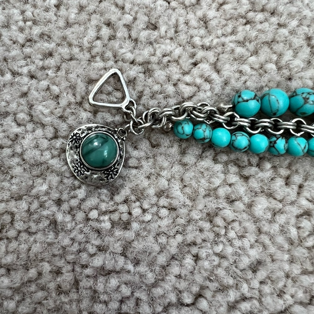 Lucky Brand Faux Turquoise and Silver Bracelet - Picture 3 of 7